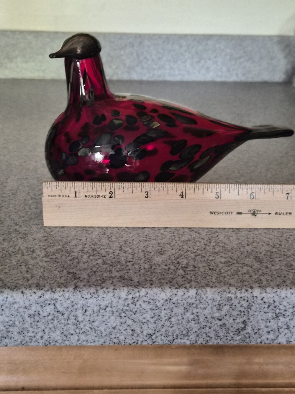 Vintage Oiva Toikka for Iittala Nuutajärvi Ruby Cranberry Glass Figurine Signed - Picture 8 of 9
